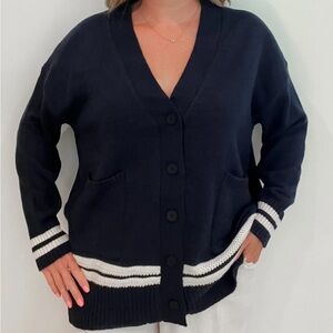 Navy Blue Cardigan Sweater